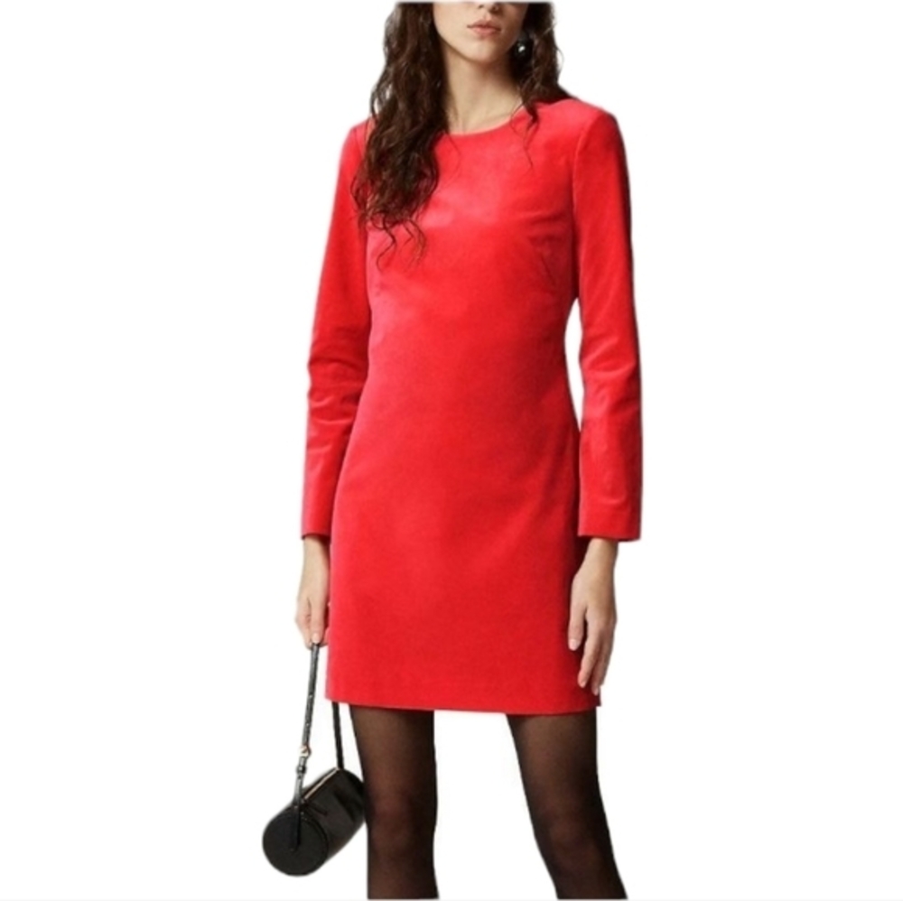J. Crew Career Academia Work Red Long Sleeve Sheath Dress Party Size Large New